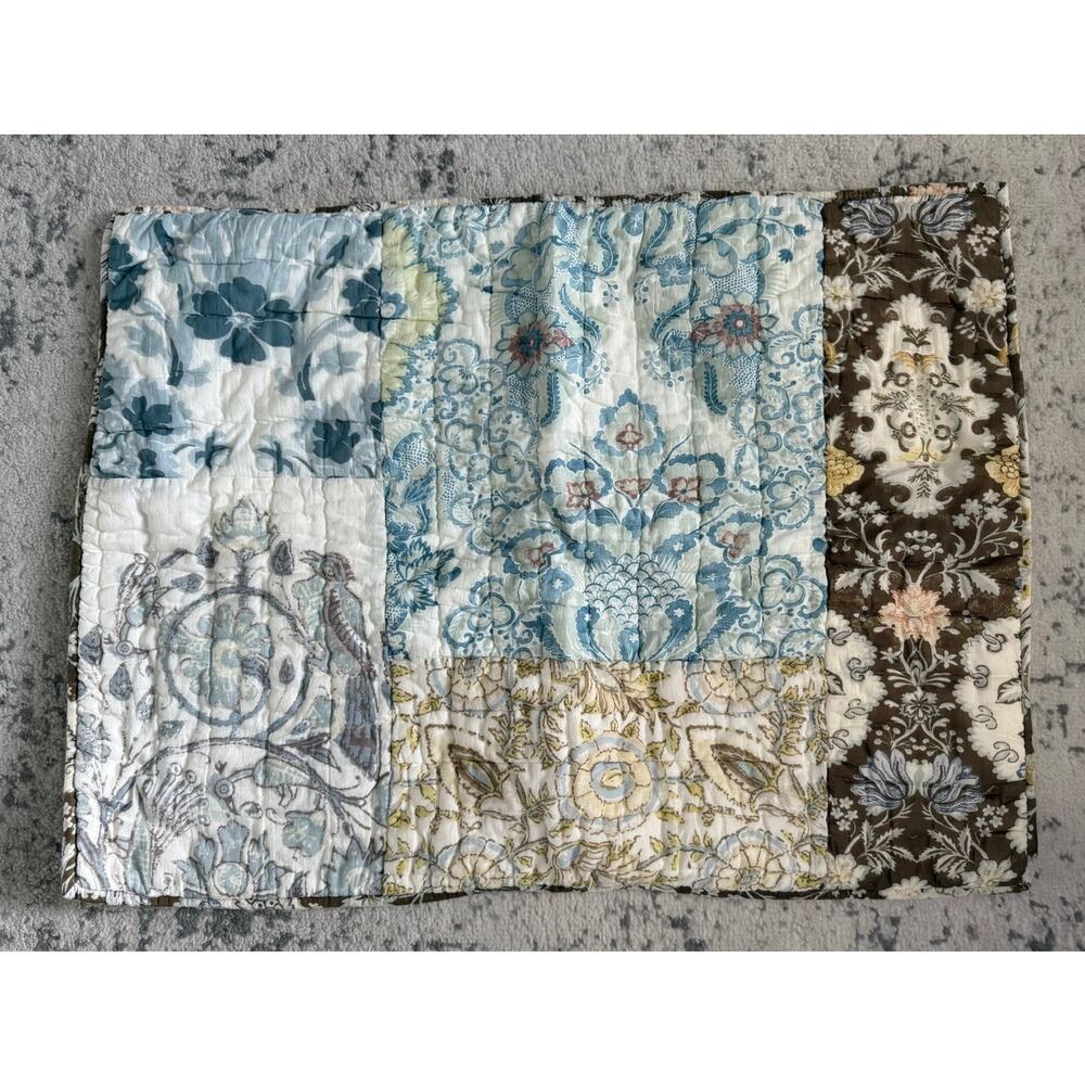 Pottery Barn Patchwork Cottage Standard Sham Blue Brown Paisley 100% Cotton